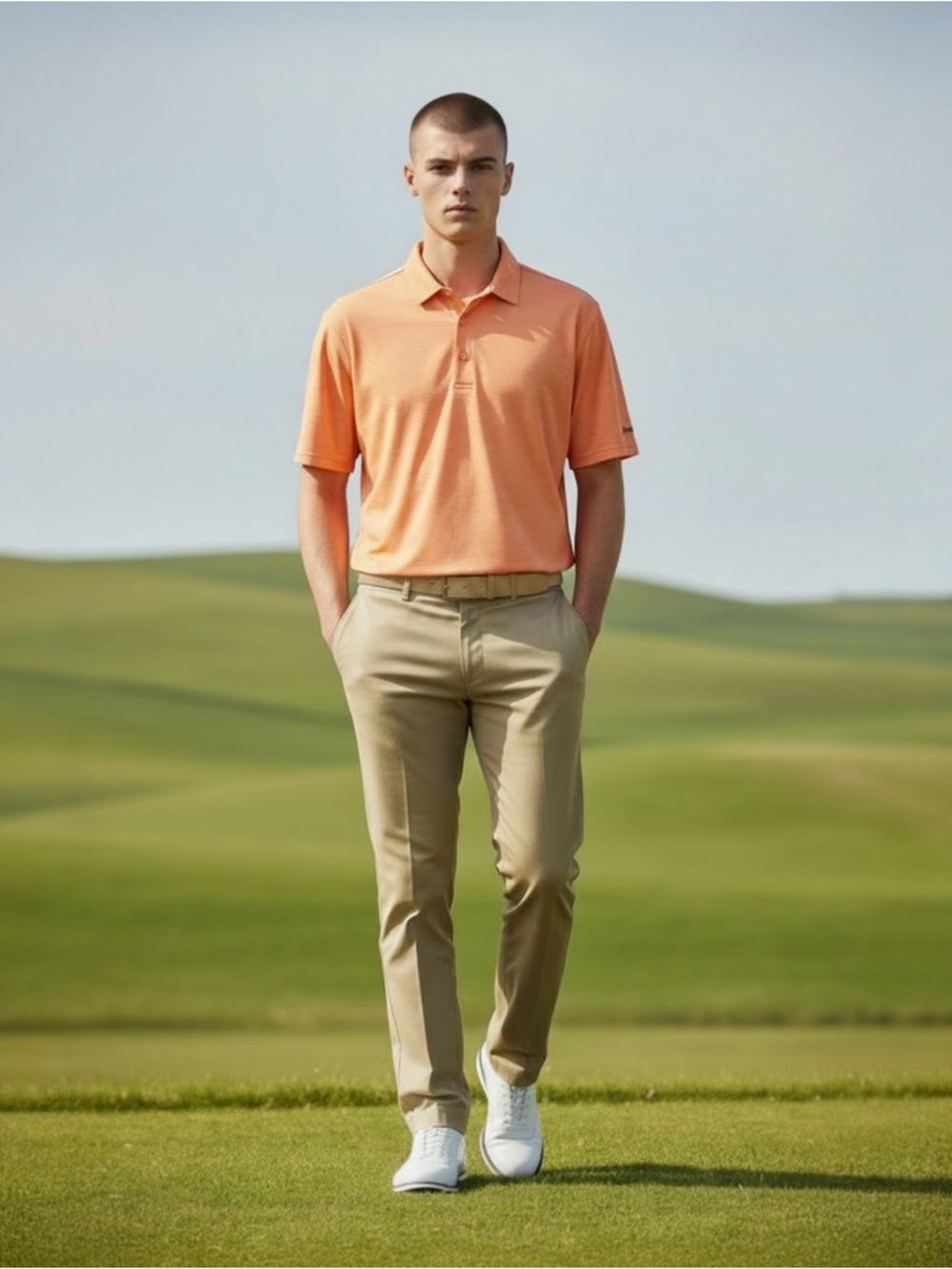 Reebok Men's Polo Shirt in Coral Orange Tonal stripe Sz 3XLT